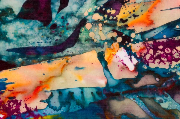 Barwna Abstrakcja, fragment, gorący Batik, Handmade abstrakcyjna sztuka surrealizmu — Zdjęcie stockowe