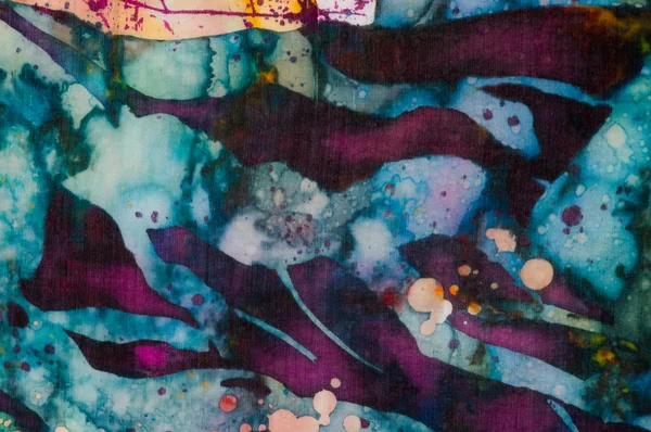 Kleurrijke abstractie, fragment, hete batik, handgemaakte abstracte surrealisme kunst — Stockfoto