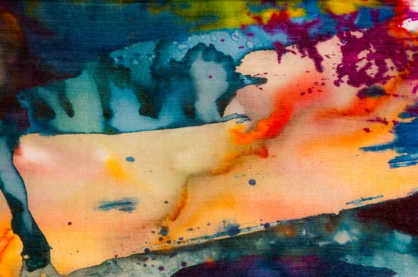 Farbenfrohe Abstraktion, Fragment, heiße Batik, handgemachte Kunst des abstrakten Surrealismus — Stockfoto