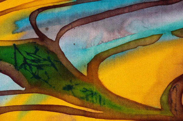 Rice terraces, fragment, hot batik, handmade abstract surrealism Stock Image