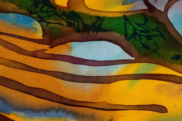 Rice terraces, fragment, hot batik, handmade abstract surrealism Stock Picture