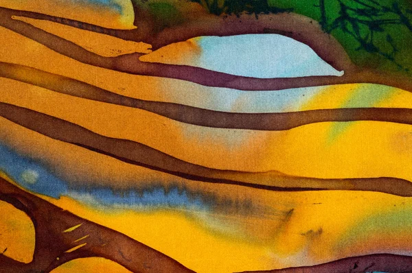 Rice terraces, fragment, hot batik, handmade abstract surrealism Royalty Free Stock Images