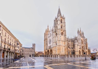 Leon, İspanya, 16 Kasım 2025 'te Leon Katedrali' ne bakın. 