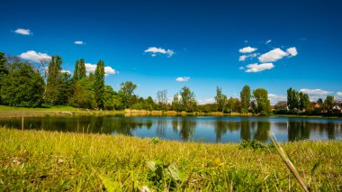 Panoramik pastoral yaz peyzaj