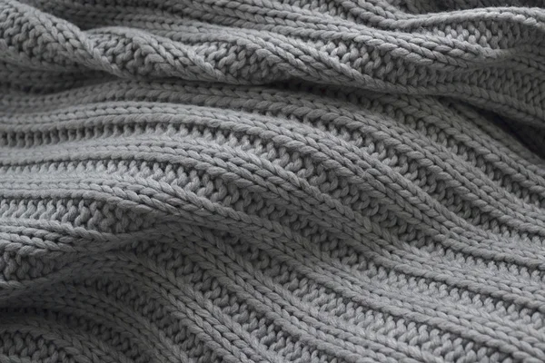 Detalle de textura de diseño de lana tejida. Tela fondo gris —  Fotos de Stock