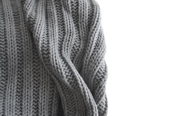 Detalle de textura de lana tejida. Tela fondo gris —  Fotos de Stock