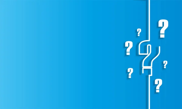青のクエスチョンマークの背景に影のあるテキスト空間 質問の記号と創造的なFaqの背景ベクトルイラスト — ストックベクタ