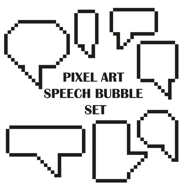 White Speech Bubbles Black Pixel Art Set Funny Conversation Conversation — Stock Vector