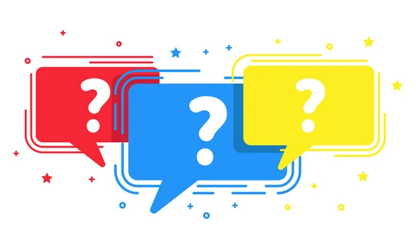 Επίπεδο Ερωτηματικό Στην Ομιλία Φόντο Φούσκα Πολύχρωμο Συχνές Ερωτήσεις Σύμβολο — Διανυσματικό Αρχείο