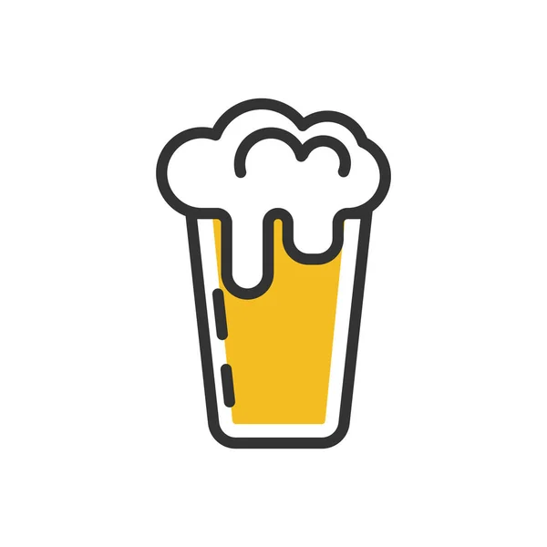 Kubek Szklanej Ikony Alkoholu Białym Logo Kubek Piwa Białą Pianą — Wektor stockowy