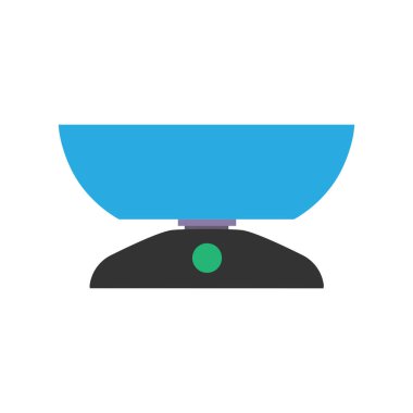 Mutfak ölçekli vektör çizimi yemek ikonu. İzole edilmiş ağırlık dengesi ölçüm aleti aleti. Cihaz ölçüm cihazı mutfak ölçeği işareti. Ev ağırlığı resim grafiği