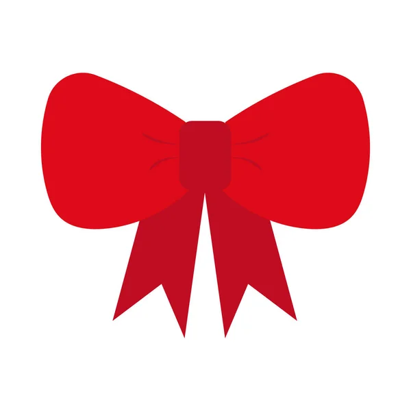 クリスマスの赤い弓のギフトリボン 独立した光沢のある弓のデザインの色のシンボルエレガントなベクトルイラスト 記念日要素のアイコンバンドパーティー — ストックベクタ