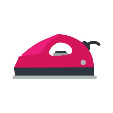 Demir buhar aletleri, çamaşır yıkama, ev işleri, vektör illüstrasyonu. Ev buharı beyaz ekipman araç simgesini izole etti. İş aleti güç flatironu. Basit işaret çizimi konsept aygıtı