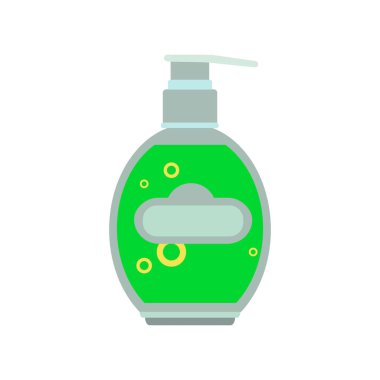 Kozmetik şişe güzellik vektörü illüstrasyon ikon tasarımı. Ürün kozmetik şişesi düz kaplıca sembolü hijyen sağlığı beyaz ikonu izole etti. Dişi konteyner tüpü nesne paketi cilt güzelliği