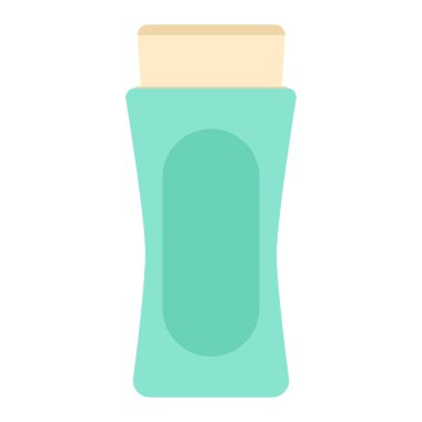 Kozmetik şişe güzellik vektörü illüstrasyon ikon tasarımı. Ürün kozmetik şişesi düz kaplıca sembolü hijyen sağlığı beyaz ikonu izole etti. Dişi konteyner tüpü nesne paketi cilt güzelliği