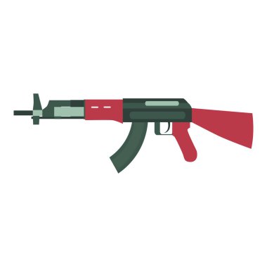 Silah tüfeği vektör askeri silah illüstrasyonu. Savaş tüfeği siyah avcı nişancı çatışma ikonu çatışmasını tetikledi. Polis mühimmatı saldırı sembolü sanat gücünü klipsledi. Çizgi film şiddet silahı