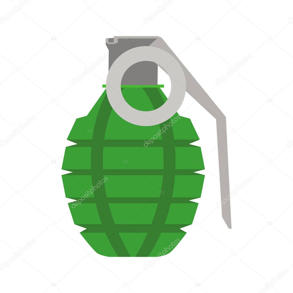 Grenade weapon bomb military vector icon army illustration. Soldier grenade combat object munition danger violence terrorism. Hand bomb explosive battle ammunition pineapple dynamite icon sign