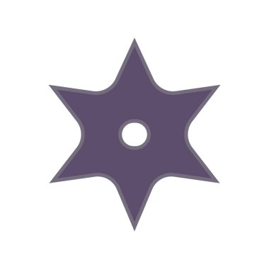 Ninja fırlatma yıldız vektör çizim simgesi. Shuriken sembolü ninja yıldızı çelik kılıç beyazları izole etti. Çizgi film dövüş silahı çekildi. Savaş işareti silueti sanat eseri nesnesi