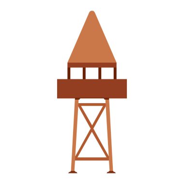 Kule gözlem vektör çizimi mimarisi. Açık kule gözlem istasyonu nöbetçisi. Güvenlik sonrası askeri izole edilmiş beyaz. Uzun Gözcü Kulesi Mimari Güvenlik Görevlisi