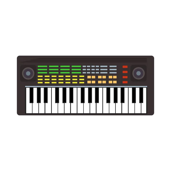音乐合成器乐器矢量图解 音乐声合成器键盘设备键盘音频 黑色电器元素音乐 Dj游戏符号的数字均衡器娱乐图标 — 图库矢量图片