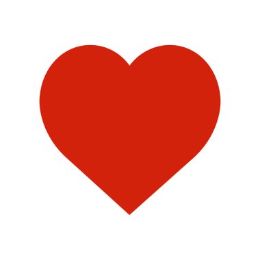 Kalp vektör simgesi aşk tasarımı. Kırmızı romantizm, sevgililer günü şekli, kalp işareti. Soyut simge izole edilmiş beyaz kavram öğesi. Çekilmiş aşk duyguları basitlik biçimi. Mutluluk kutlaması