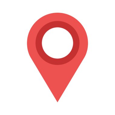 Kırmızı harita iğne vektör illüstrasyon simgesi izole edilmiş beyaz düğme ögesi. Konum nokta pin haritası yön belirleyici etiketi. Küçük harf konum belirteç simgesi uyarısı ekle