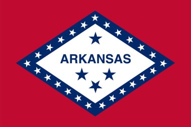 Arkansas bayrağı vektör illüstrasyon sembolü ulusal ülke simgesi. Özgürlük ulusunun bayrağı Arkansas 'ın bağımsızlık vatanseverlik kutlamaları hükümet tasarımı uluslararası resmi sembolik nesne kültürü
