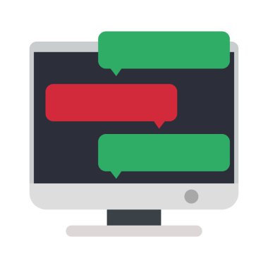 Bilgisayar, elektronik ekran ikon vektör illüstrasyon tasarımını izlesin. PC aygıt ofis monitörü ve iş bilgisayarı beyazları izole etti. Masaüstü modern nesne ön görünüm ağ simgesi televizyon