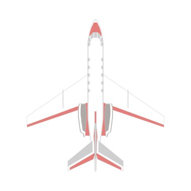 Uçak yolculuğu vektör illüstrasyon uçuş uçağı. Uçak aracı uçuşu iş jeti havacılığı beyazları izole etti. Uçak seyahati sembolü konsepti ticari kargo uçağı taşıma ikonu seyahat