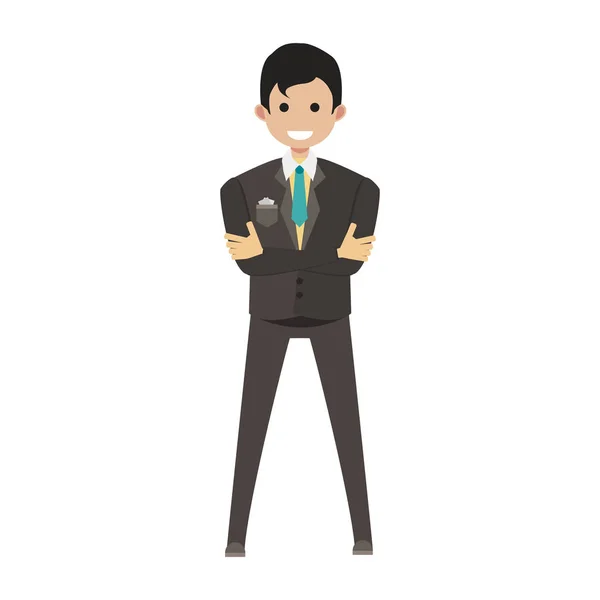 Man Character Person Vector Business Illustration Standing Isolated White Businessman — Stock Vector