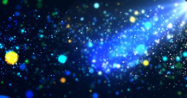 Mavimsi su altı, yarı saydam AWARD Spot Işığı Sahnesi Podyumu tozu gibi. Işık ışınları düşen parlak altın yağmuru parçacıkları yavaşça hareket ettiriyor. Ödüllü müzik tiyatrosu ve videolar için boş küreler..