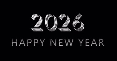 Sinematik başlık açılışı giriş mutlu yıllar 2026 altın renkli animasyon arka plan 4K. Parlak, pırıl pırıl, altın, metalik, lüks Noel arifesi. Geri sayım Kavramı Yükleniyor, Siyah Üzerine Parıldıyor. 
