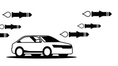 Bir araba ileri doğru hızla giderken roketler onu gelecekteki bir otoyolda takip ediyor. Kararlılığı ve yüksek hızlı maceranın heyecanını simgeliyor.