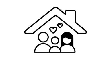 İçinde bir aile olan bir evin ana hatları sıcaklığı, sevgiyi ve güvenliği temsil eder. Evin rahatlık ve bakım yerini yansıtır..