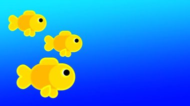 Küçük bir grup altın balık mavi bir okyanusta birlikte yüzüyor, özgürlüğü, birliği ve sualtı yaşamının doğal güzelliğini sembolize ediyorlar..