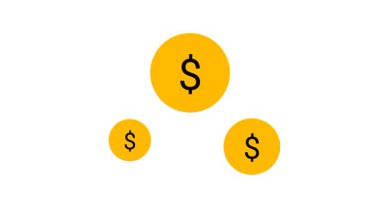 Bir araya getirilen çoklu paralar, tasarruf, ortak değer ve ortak finansal güç oluşumunu simgeleyen parlak, basit bir sahnede pürüzsüz bir zemin üzerinde yüzer.