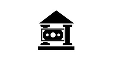 Dünya çapında finansal kurumlara ve parasal sistemlere olan güveni sembolize eden geleneksel bir banka binası ikonunun basit bir tasarımı