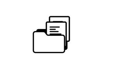 Dijital çalışma alanı ortamında veri organizasyonu, depolama ve verimli belge yönetimini sembolize eden belgelere sahip bir dizinin simgesi