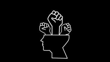 Yumruklarla dolu bir kafa, güçlü düşünce, iç güç, dayanıklılık ve kişisel engelleri aşmak için cesur zihinsel kararlılığı ifade eder..