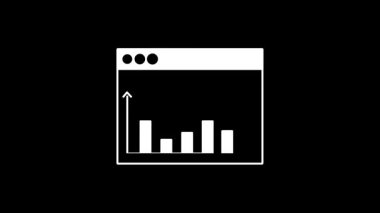 Çerçevelenmiş bir düzende veri içgörülerini vurgulamak için tasarlanmış, çubuk çizelgelerini ve arayüz ögelerini gösteren bir analitik pencere simgesi