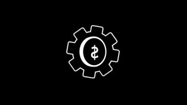 Optimum finansal operasyonları sembolize eden, ekonomik süreçlerin rafine ve yapılandırılmış bir çerçeve içine entegrasyonunu vurgulayan vites şekilli bir para ikonu