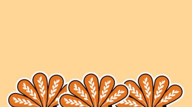 Birden fazla hindinin yer aldığı dekoratif bir sınır en altta duruyor ve sıcak sonbahar sunumunu artıran canlı ve canlı bir Şükran Günü teması ekliyor.