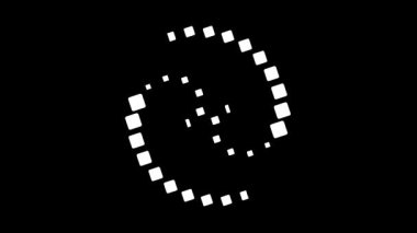 Dönen bir çift pikselin şekli, kompozisyon içinde hareket, simetri ve yumuşak dijital ritim uyandırmak için tasarlanmış zarif bir dönüş şekli oluşturur.