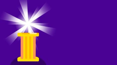 Parlak altın bir sütun, tepesinden parlak bir ışık yayarak aydınlanma, güç ve odaklanmış enerji salınımını sembolize eden güçlü bir odak noktası yaratır.