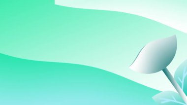 Narin bir beyaz çiçek ya da bitki ikonu, yumuşak bir nane yeşili ve beyaz gradyan zemin üzerine konur ve burada sakin ve doğal bir organik his yaratır.