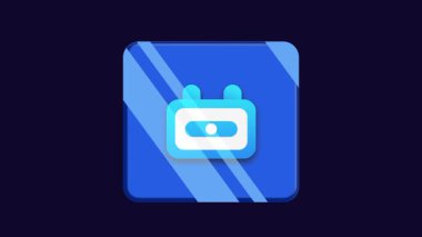 Mavi retro radyo simgesi, çeşitli uygulama menülerinde gezinirken müzik ve podcast dinlemeyi ya da müzik dinlemeyi sembolize eder