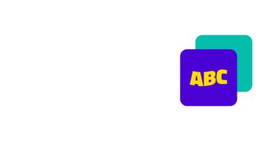 Erken okuma yazma ve temel dil eğitimini temsil eden beyaz bir arkaplan üzerine sarı harflerle ABC harflerini içeren koyu mavi bir simge yerleştirilir.