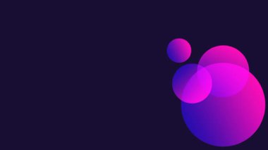 Pembe ve mor tonlarda üç şeffaf parlayan küre koyu mavi bir zemin üzerinde örtüşüyor.