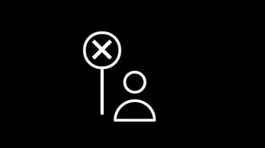 Beyaz çizgi simgesi, büyük ihtimalle kişisel bir anlaşmazlığı ya da protestoyu temsil eden büyük çapraz sembollü bir tabela tutan tek bir kişiyi gösteriyor.