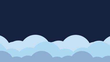 Dalgalanan açık mavi bulutlar koyu mavi bir çerçevenin altında üst üste yığılırlar ve gece sahnesi için sakin ve katmanlı bir atmosfer yaratırlar.